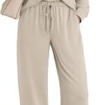Women's 2-Piece Lounge Sweatsuit – Long Sleeve Pullover & Wide Leg Pants Set