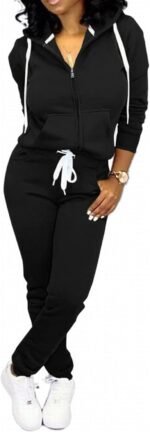 Women's 2-Piece Tracksuit Set – Hoodie & Patchwork Jogger Pants