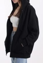 Oversized Women's Zip-Up Hoodie – Lightweight Soft Drop Shoulder Sweatshirt Jacket - Image 4