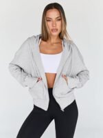 Women’s Lightweight Full-Zip Up Sweatshirt – Cozy Cotton Blend Fleece Jacket with Pockets - Image 2
