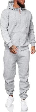 Men’s 2-Piece Jogging Tracksuit Set – Hoodie & Long Sleeve Zipper Sweatshirt with Jogger Pants