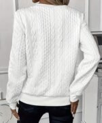 Women's Quilted Sweatshirt – Zipper Neck Long Sleeve Loose Pullover - Image 3