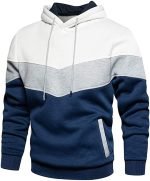 Men’s Color Block Hoodie – Fleece Long Sleeve Pullover Sweatshirt with Pocket