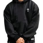 Men’s Graphic Hoodie – Drop Shoulder Long Sleeve Pullover Sweatshirt with Drawstring