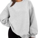 Women's Oversized Fleece Crewneck Sweatshirt – Comfy Long Sleeve Pullover