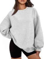 Women's Oversized Fleece Crewneck Sweatshirt – Comfy Long Sleeve Pullover