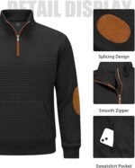 Men’s Stand Collar Quarter-Zip Sweatshirt – Fall Waffle Pullover with Long Sleeves and Pockets - Image 2