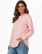 Women's Long Sleeve Crewneck Sweatshirt – Loose Fit Pullover Tunic Top - Image 2