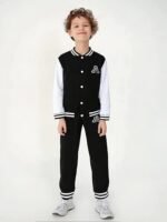 Boys Color Block Button Down Shirt and Jogger Pants Sweatsuit Set (Size 5-12T) - Image 5