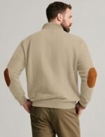 Men’s Casual Pullover Sweatshirt – Long Sleeve Stand Collar Quarter-Button Sweater - Image 6