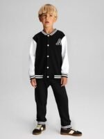 Boys Color Block Button Down Shirt and Jogger Pants Sweatsuit Set (Size 5-12T) - Image 2