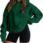 onlypuff Women Pullover Sweatshirt Long Sleeve Hoodies Kangaroo Pocket Fleece Basic Sweater