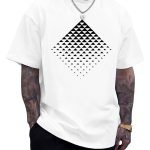 Mens Graphic T-Shirts Triangle Geometric Gradient Art Short Sleeve Summer Top Crewneck Casual Tees for Men White