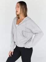 Women’s Lightweight Full-Zip Up Sweatshirt – Cozy Cotton Blend Fleece Jacket with Pockets - Image 4
