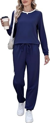 61RzxdIFuDL._AC_SY500_ Women's 2-Piece Tracksuit Set – Long Sleeve Pullover & Jogger Lounge Outfit - Image 1