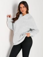 Women's Oversized Fleece Hoodie, Cozy Plush Pullover Sweatshirt with Pocket - Image 5