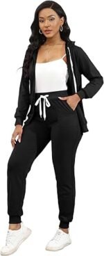 Women's 2-Piece Tracksuit Set – Hoodie & Patchwork Jogger Pants - Image 2