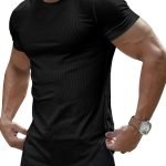 Men’s Muscle Fit Short Sleeve T-Shirt – Slim Fitted Crew Neck Longline Tee for Gym & Workout