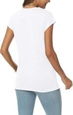 Womens V Neck T Shirts Spring Summer Cap Sleeve Basic Tees Trendy Cute Tops for Work Dressy Casual Beach Vacation - Image 3