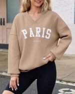 Women's Oversized Fleece Sweatshirt – Long Sleeve Crewneck Pullover - Image 3