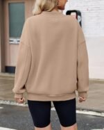 Women's Oversized Fleece Sweatshirt – Long Sleeve Crewneck Pullover - Image 4