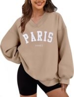 Women's Oversized Fleece Sweatshirt – Long Sleeve Crewneck Pullover