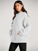 Women's Oversized Fleece Hoodie, Cozy Plush Pullover Sweatshirt with Pocket - Image 4