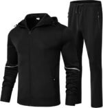 Men’s 2-Piece Tracksuit Set – Full-Zip Hoodie Jacket & Sport Jogger Pants with Zipper Pockets