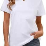 Cotton Basic T Shirts for Women, Crew Neck Short Sleeve Summer Shirts, Solid Loose Fit Tshirt, Plain Workout Tops, Undershirts