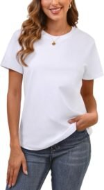 Cotton Basic T Shirts for Women, Crew Neck Short Sleeve Summer Shirts, Solid Loose Fit Tshirt, Plain Workout Tops, Undershirts