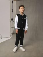 Boys Color Block Button Down Shirt and Jogger Pants Sweatsuit Set (Size 5-12T) - Image 4