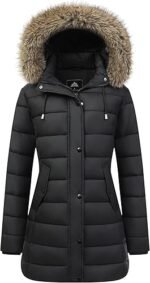 Women's Long Winter Puffer Coat – Thickened Down Jacket with Waterproof Fabric & Removable Faux Fur Hood