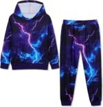 Boy 2 Pcs Clothes Cool 3D Printing Long Sleeve Hoodie & Sweatpants Outfit for 5-12 Years