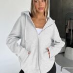 Trendy Queen Womens Zip Up Hoodies 2026 Oversized Sweatshirt