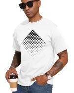 Mens Graphic T-Shirts Triangle Geometric Gradient Art Short Sleeve Summer Top Crewneck Casual Tees for Men White - Image 6