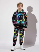 Boy 2 Pcs Clothes Cool 3D Printing Long Sleeve Hoodie & Sweatpants Outfit for 5-12 Years - Image 6