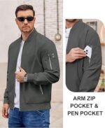 COOFANDY Men Bomber Jacket Lightweight Casual Windbreaker Zip Up Coat Fashion Stylish Fall Jackets with Pocket - Image 6