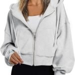 Women’s Lightweight Full-Zip Up Sweatshirt – Cozy Cotton Blend Fleece Jacket with Pockets