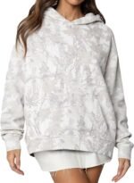 Camo Hoodie Womens Maple Leaf Fleece Hooded Sweatshirt Oversized Camouflage Hoodies Trendy