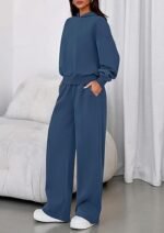 Women's 2-Piece Tracksuit Set – Zip-Up Sweatshirt & Wide Leg Jogger Pants - Image 2