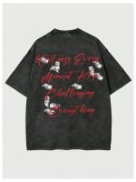 Men’s Vintage Graphic T-Shirt – Figure Letter Print Casual Short Sleeve Crew Neck Streetwear Tee - Image 5