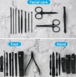 Professional 26-Piece Manicure Set – Stainless Steel Nail Care Kit with Travel Case (Brown) - Image 3