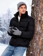 PEHMEA Men’s Puffer Jacket Stand Collar Zipper Coat with Pockets Retro Bubble Outwear for Winter - Image 3