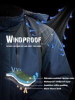 Men’s Skiing Jacket Waterproof Windproof Rain Jacket with Hood - Image 3