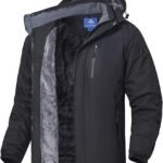 SPOSULEI Mens Skiing Jackets with Hoodie Snowboarding Waterproof Fleece Liner Coats Windproof Winter Raincoat Multi Pockets