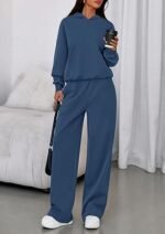 Women's 2-Piece Tracksuit Set – Zip-Up Sweatshirt & Wide Leg Jogger Pants - Image 4