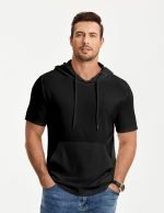 Men’s Short Sleeve Hoodie – Lightweight Cotton Hooded T-Shirt with Pocket - Image 2
