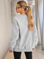 Women's Oversized Fleece Crewneck Sweatshirt – Comfy Long Sleeve Pullover - Image 4