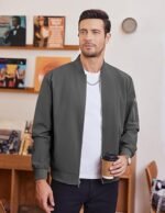 COOFANDY Men Bomber Jacket Lightweight Casual Windbreaker Zip Up Coat Fashion Stylish Fall Jackets with Pocket - Image 2