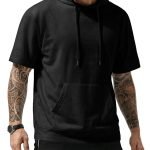 Men’s Short Sleeve Hoodie – Lightweight Cotton Hooded T-Shirt with Pocket